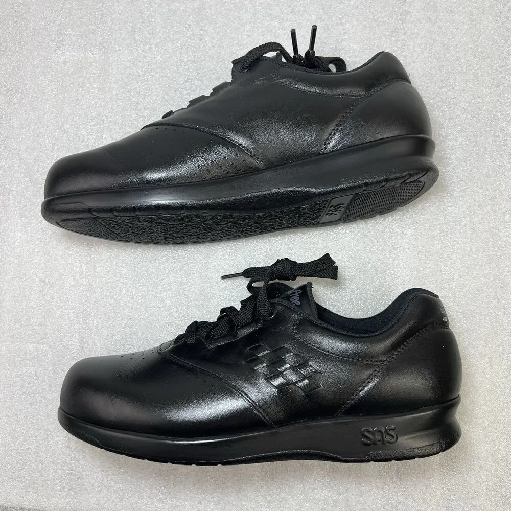 SAS FREETIME Women's Walking Shoes Black Leather Size 6 M Comfy USA Made Lace Up